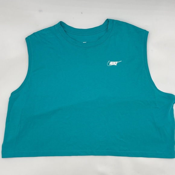 Nike Club Sleeveless Cropped Graphic T-Shirt in Dusty Cactus - Picture 1 of 7